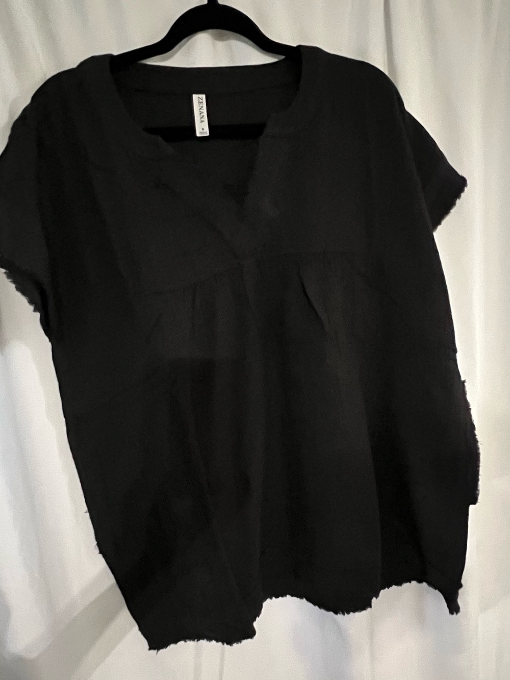 Zenana Outfitters Black Short-Sleeve V-Neck Tunic top dress  pockets S M L XL